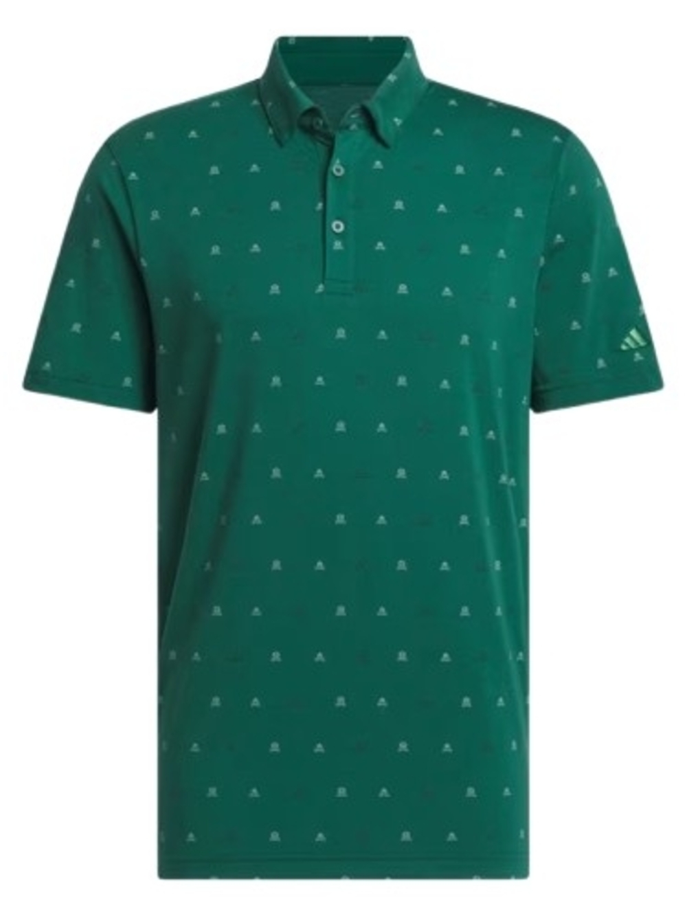 adidas Mens Go-to Mini-Crest Print Polo Shirt, Green (Pre-owned)